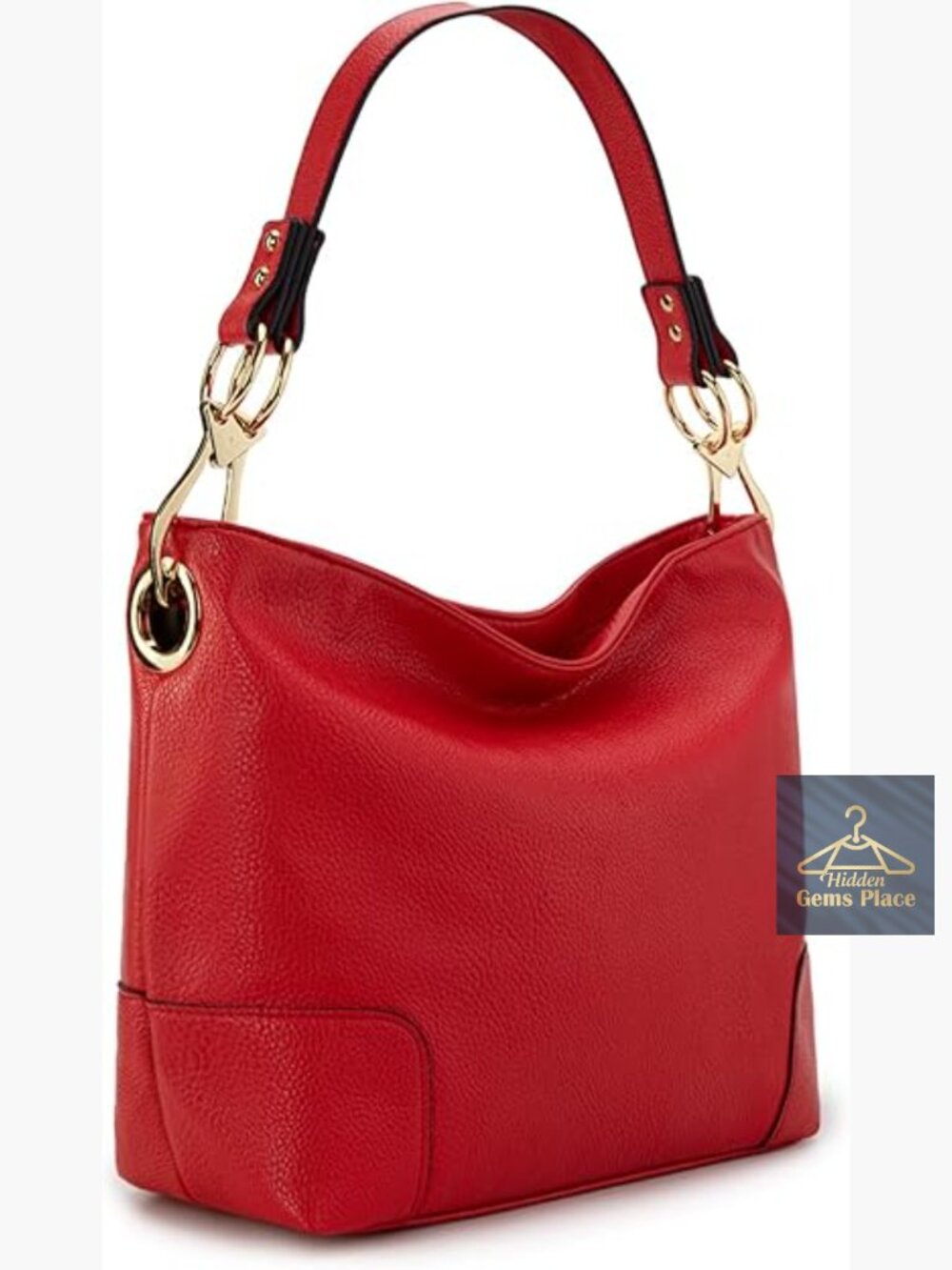 Large Hobo Bag w/ Top Handle, Shoulder Strap - Faux Leather Handbag